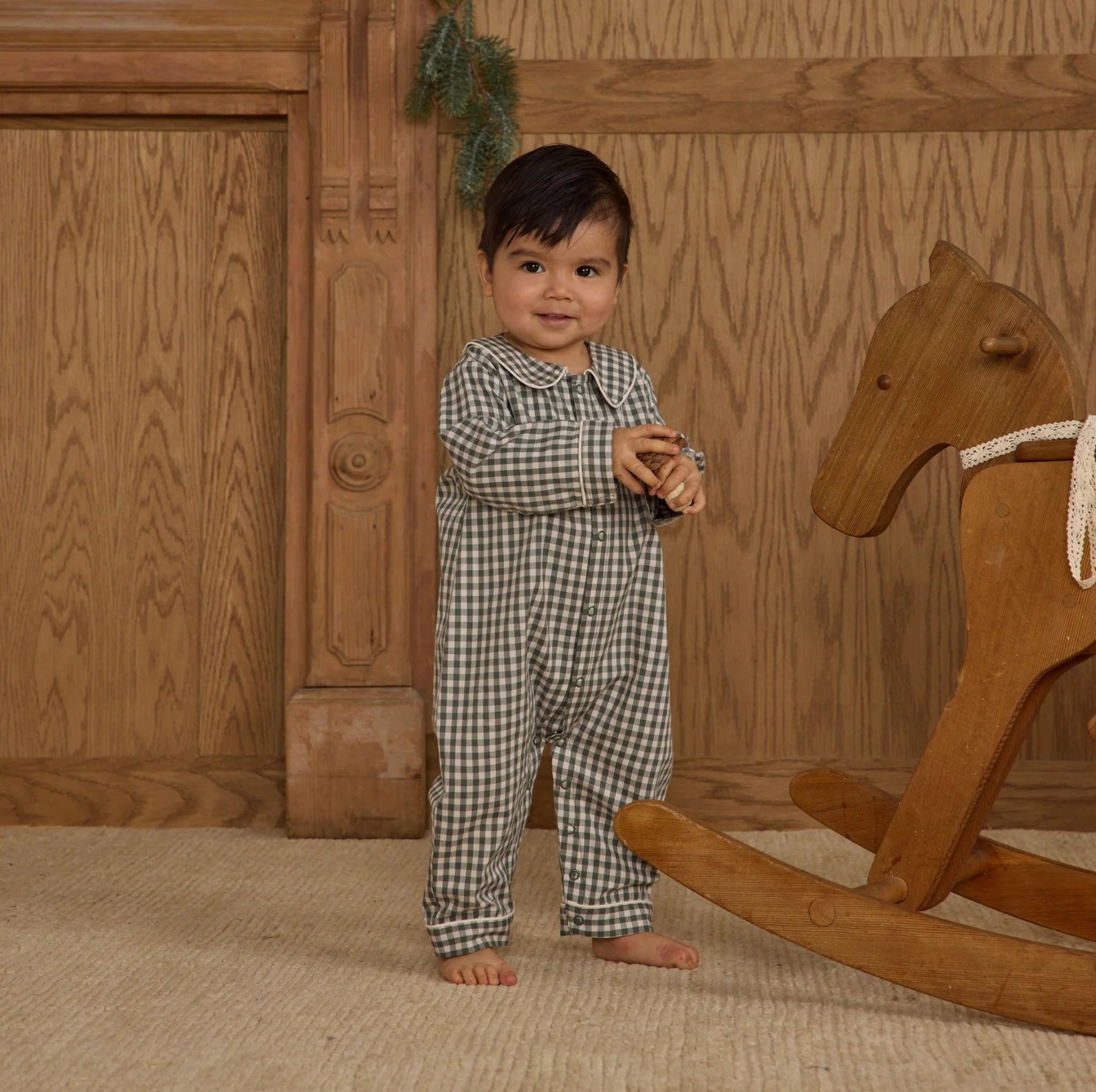 Rylee+Cru Baby Pajama Romper in Evergreen | HONEYPIEKIDS