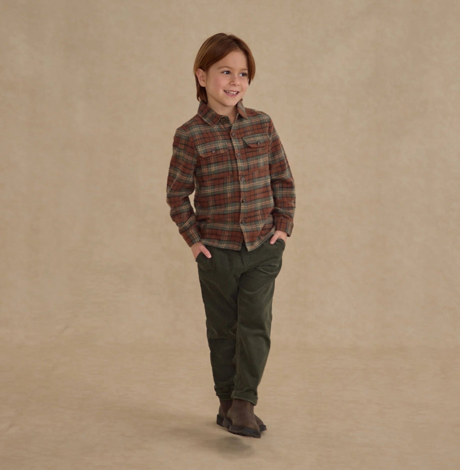Rylee+Cru Boys Pocketed Flannel Shirt - Holiday Plaid | HONEYPIEKIDS 