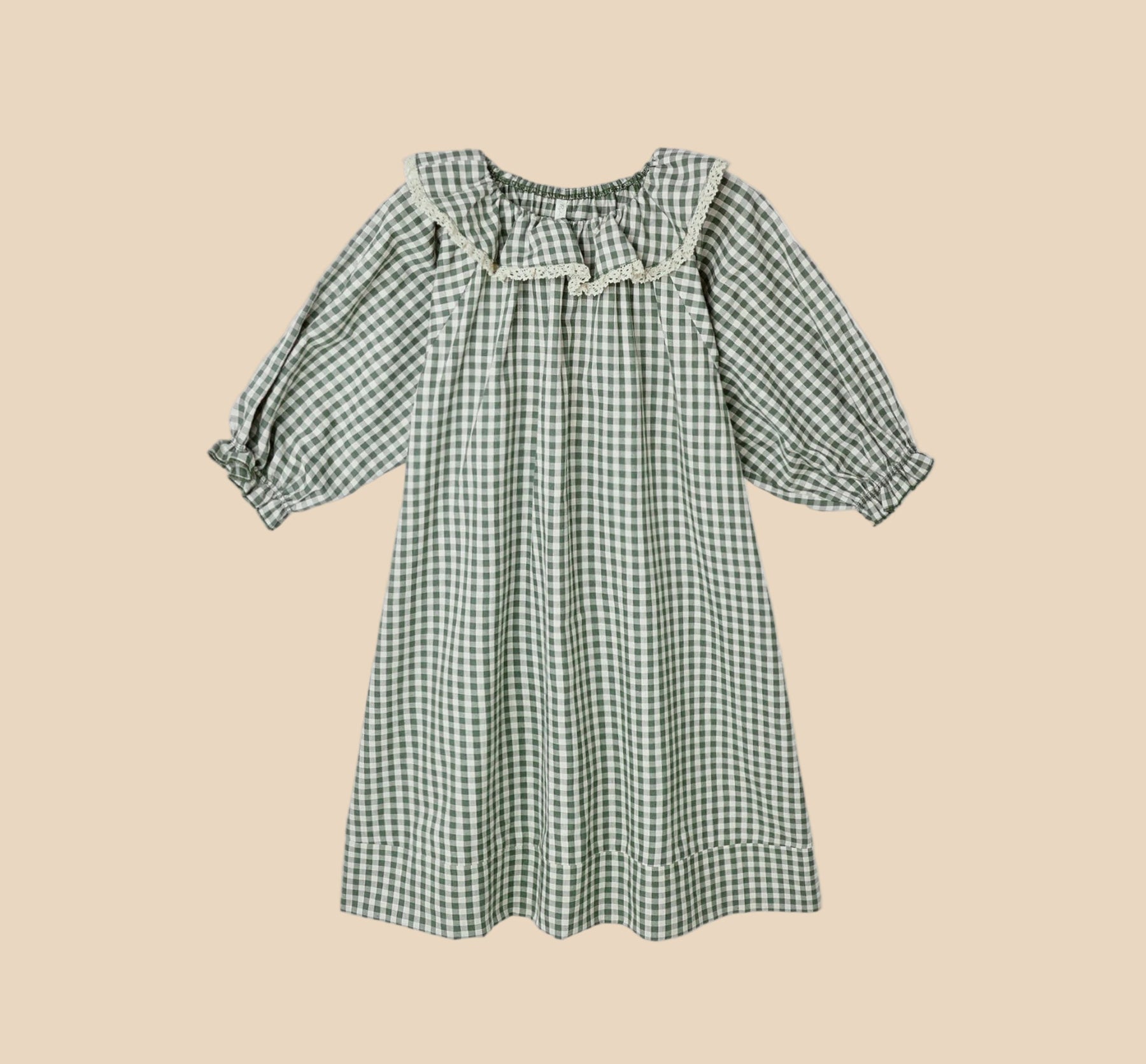 Rylee+Cru Girl's Nightgown - Evergreen Gingham | HONEYPIEKIDS
