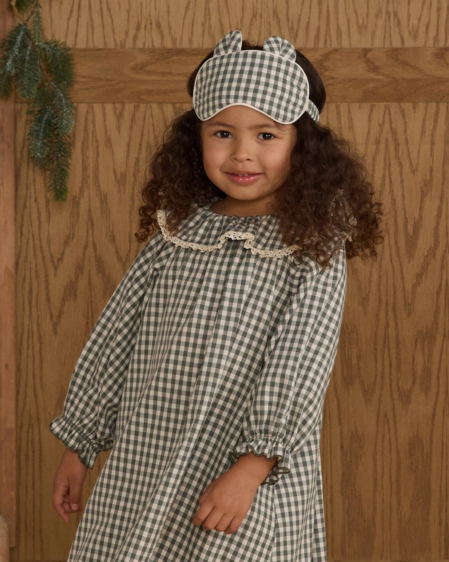 Rylee+Cru Girl's Nightgown - Evergreen Gingham | HONEYPIEKIDS.COM