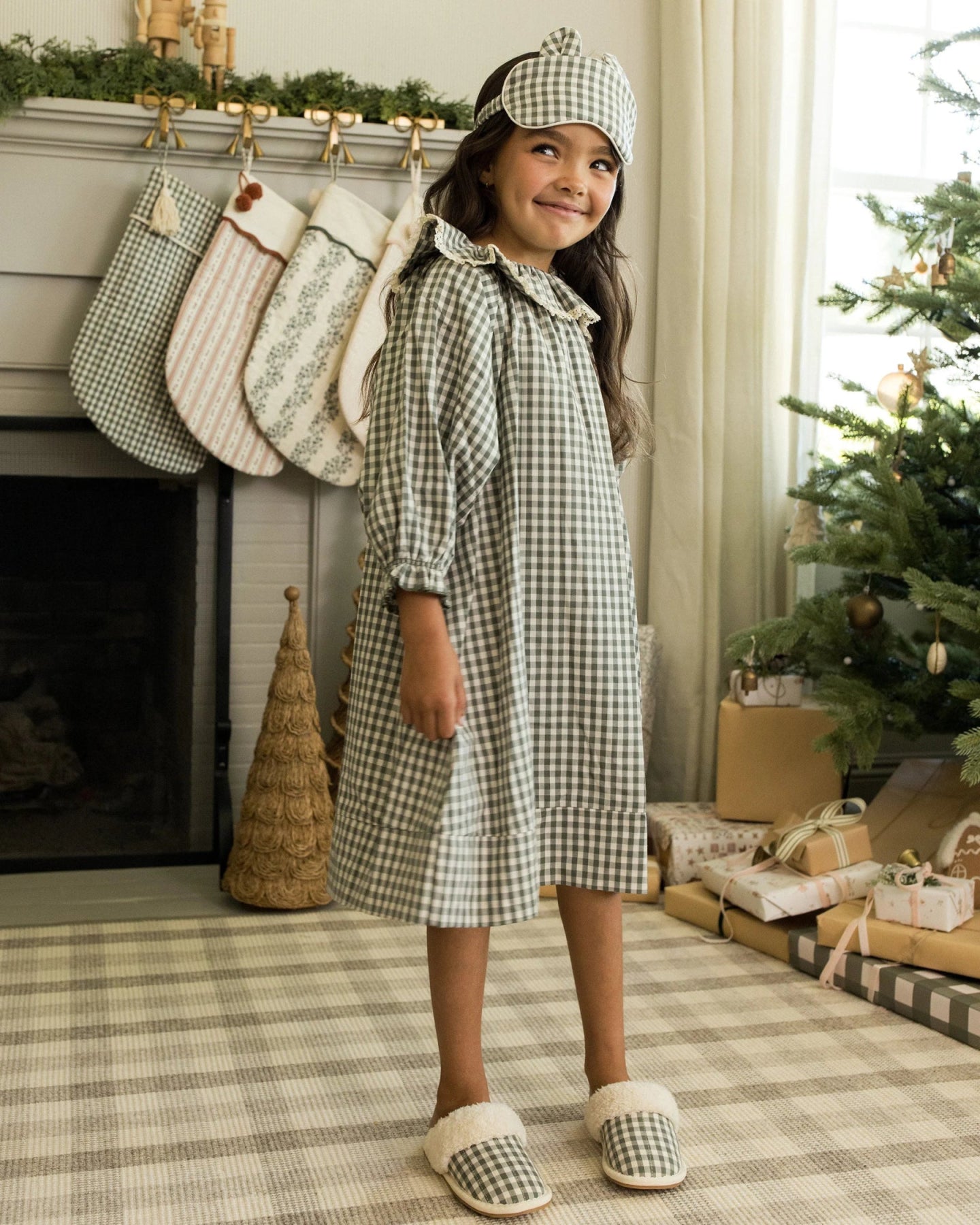 Rylee+Cru Girls Nightgown - Evergreen Gingham Rylee+Cru Girls Nightgown - Evergreen Gingham
