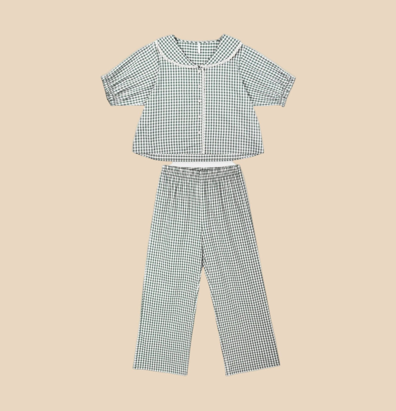 Rylee+Cru Girls Ruffle Pajamas – Evergreen Gingham | HONEYPIEKIDS