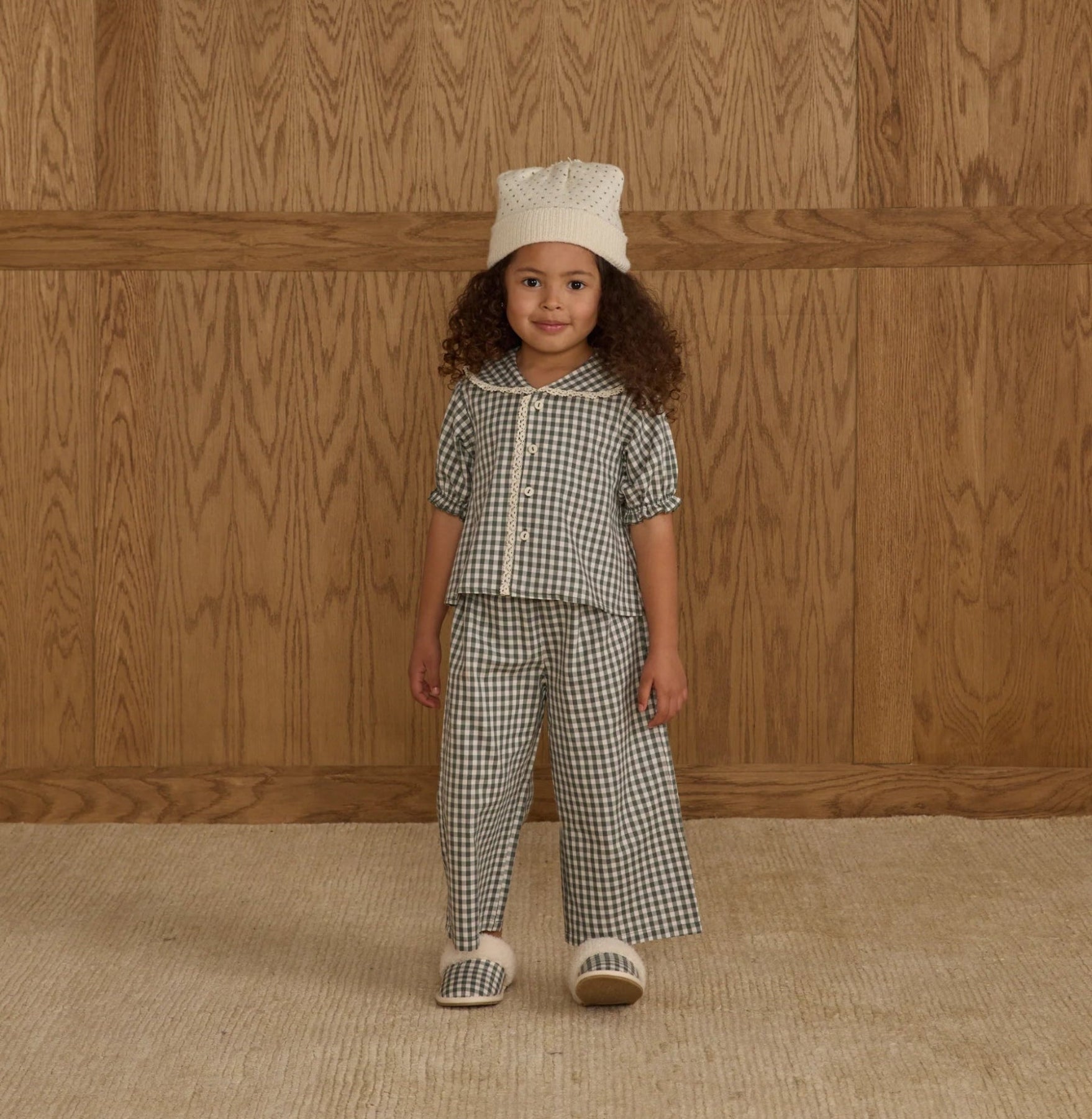Rylee+Cru Girls Ruffle Pajamas – Evergreen Gingham | HONEYPIEKIDS