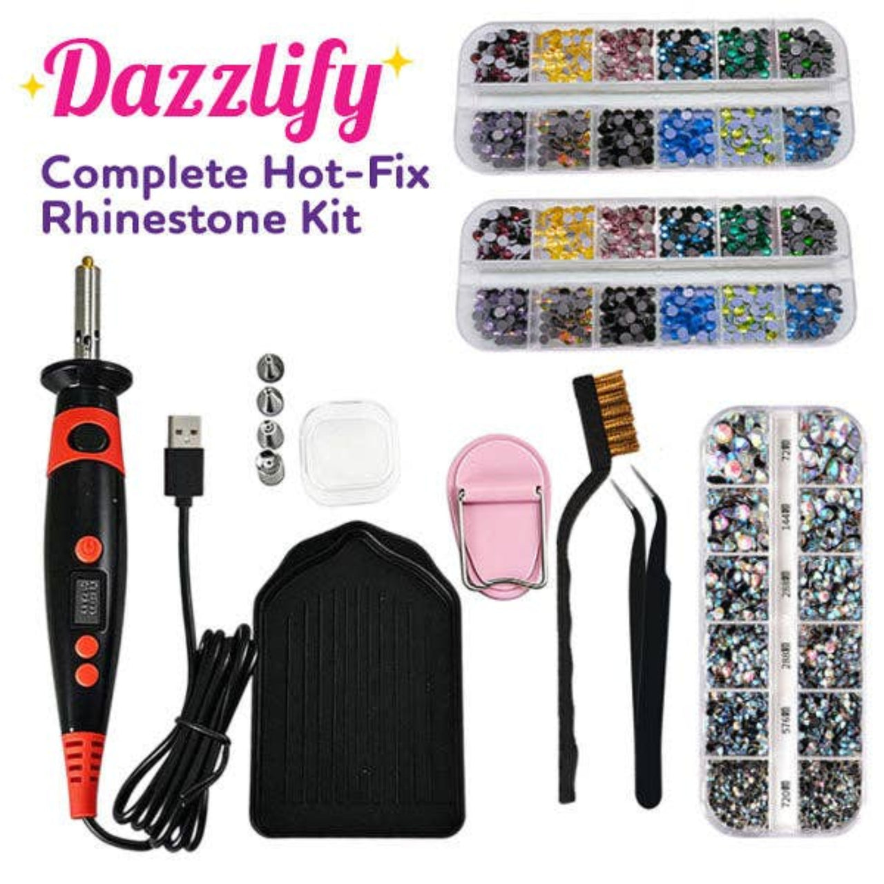 Dazzlify Hot-Fix Bedazzle Rhinestone Large Applicator Kit | HONEYPIEKIDS | Bedazzle Kit