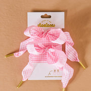 Step It Up Shoelaces – Pink Gingham | HONEYPIEKIDS 