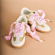 Step It Up Shoelaces – Pink Gingham | HONEYPIEKIDS 