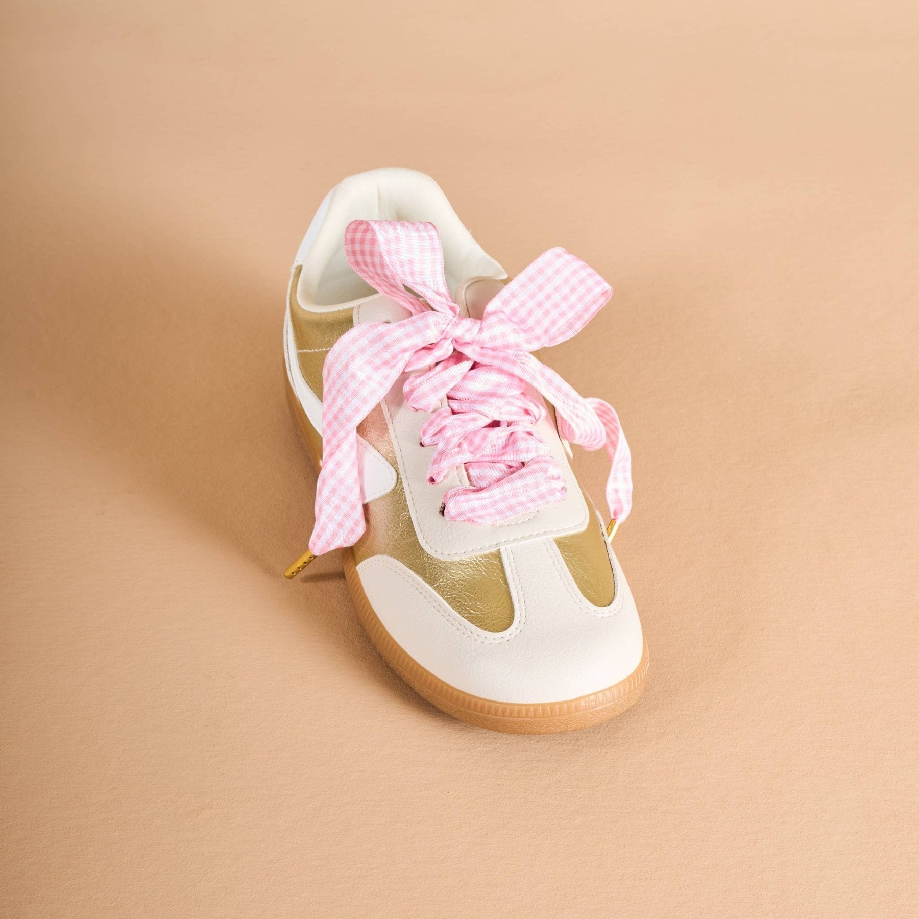 Step It Up Shoelaces – Pink Gingham | HONEYPIEKIDS 