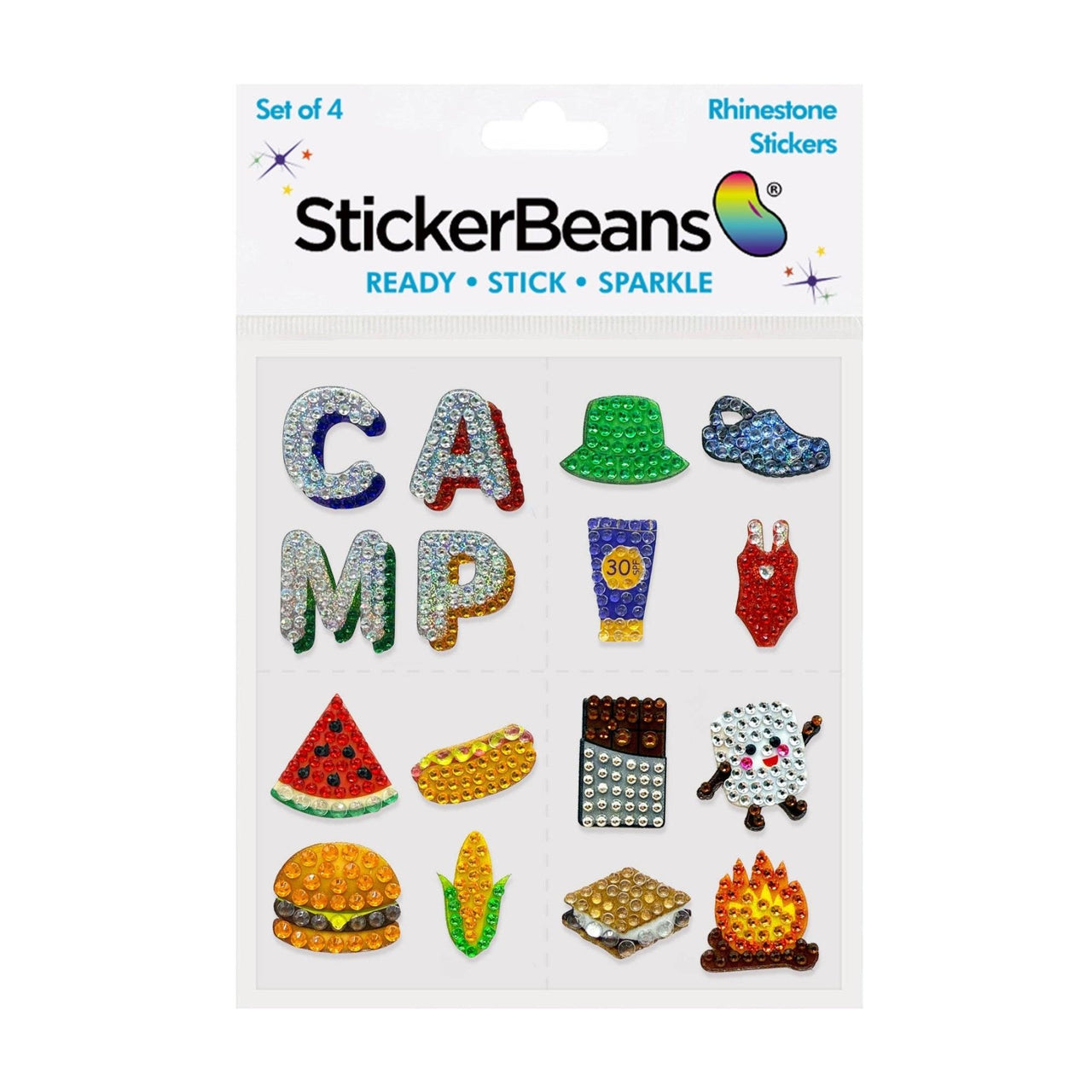 StickerBeans Summer 365 Set of 16 Rhinestone Stickers - Multipack