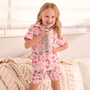 Pop Star Satin Pajamas Short Set | HONEYPIEKIDS 