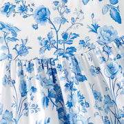 Summer Blue Floral Milk Silk Girls Dress | HONEYPIEKIDS