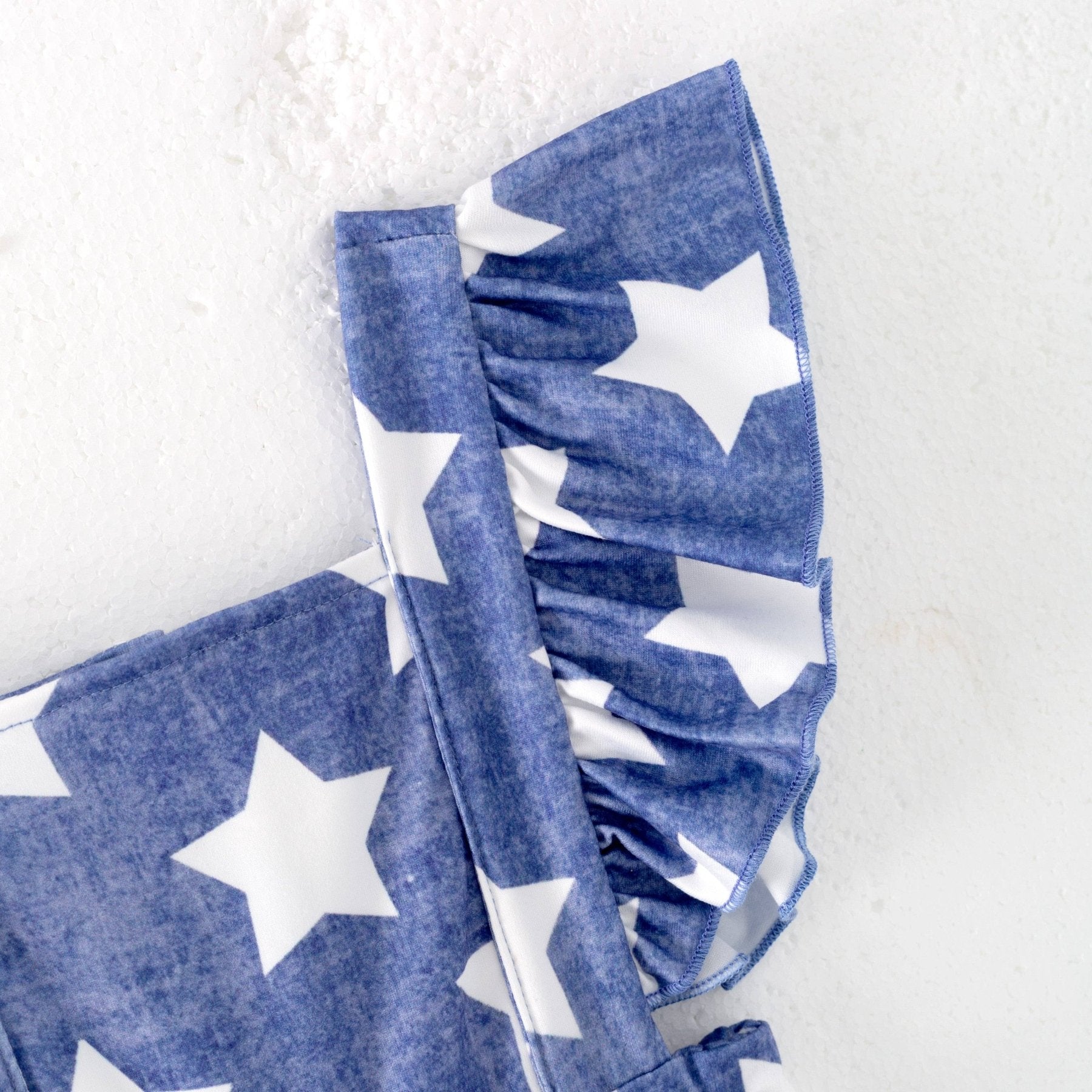 Patriotic Girls Blue Star Jumpsuit | HONEYPIEKIDS
