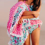 Summer Swim and Beach Towel - Bougainvillea Pattern | HONEYPIEKIDS 