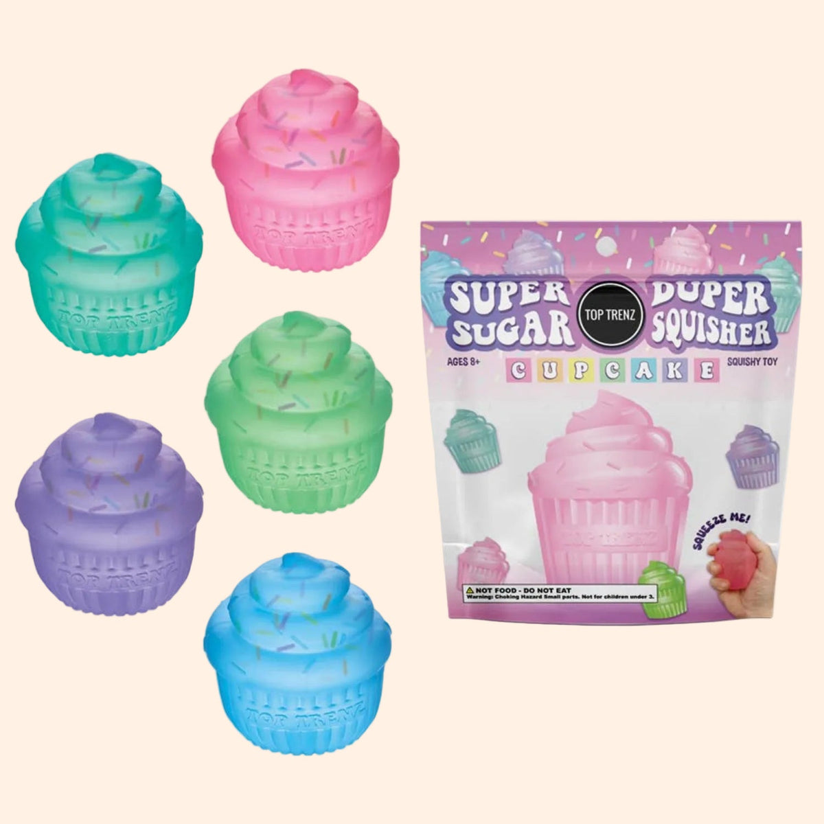 Super Duper Sugar Squisher Fidget Squishy Toy - Sprinkle Cupcake | HONEYPIEKIDS
