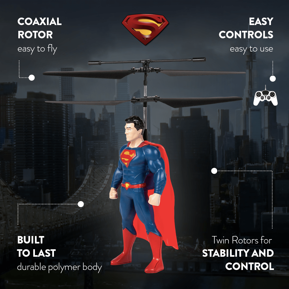 Superman 2CH IR Flying Figure Remote Control Helicopter - World Tech Toys
