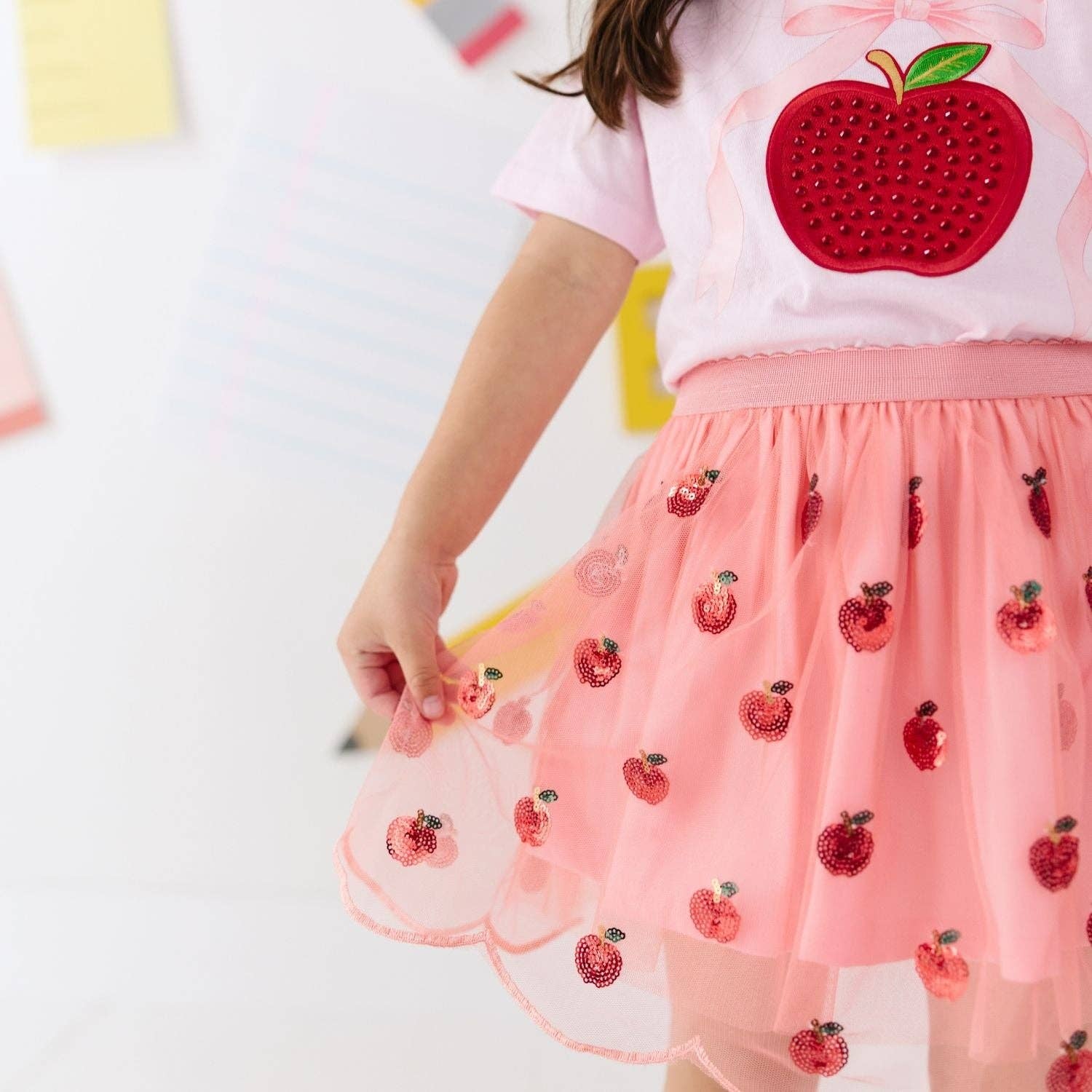 Sweet Wink Girls Rhinestone Apple Patch T-Shirt | HONEYPIEKIDS