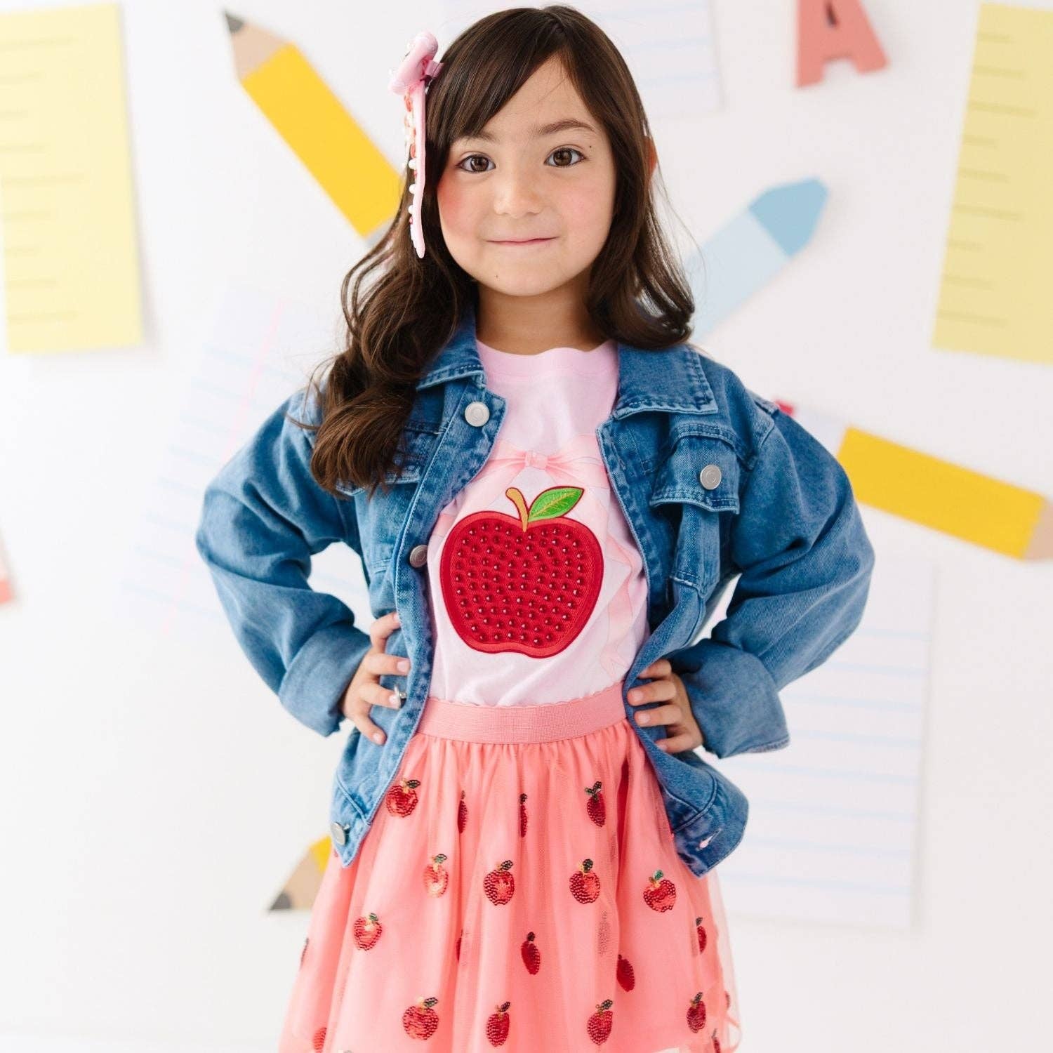 Sweet Wink Girls Rhinestone Apple Patch T-Shirt | HONEYPIEKIDS