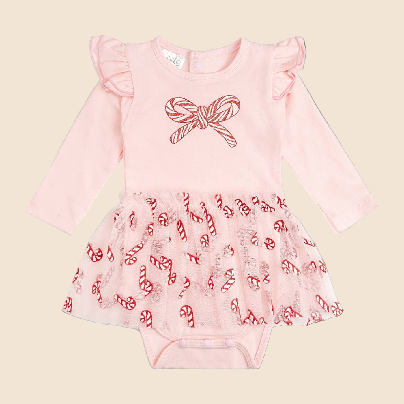 Sweet Wink Baby Candy Cane Confetti Christmas Long Sleeve Tutu Bodysuit | HONEYPIEKIDS 