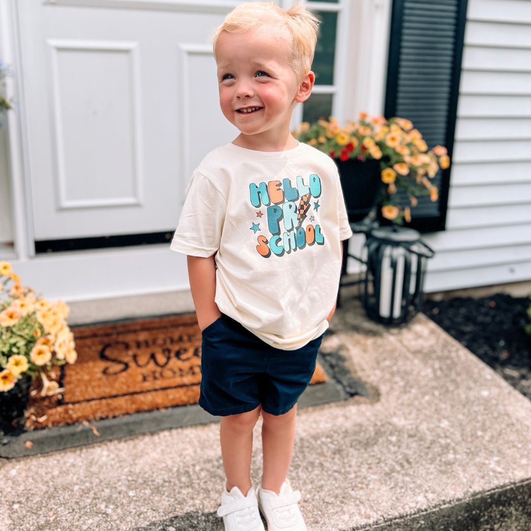 Sweet Wink Boys Bubble Letters HELLO PRESCHOOL S/S Shirt | HONEYPIEKIDS 