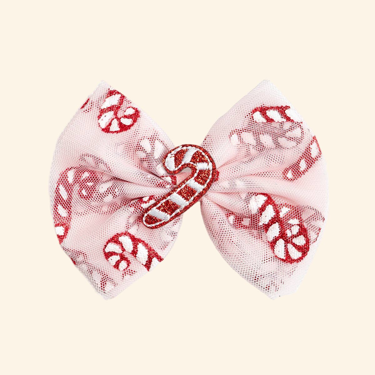 Sweet Wink Candy Cane Confetti Christmas Tulle Hair Bow | HONEYPIEKIDS