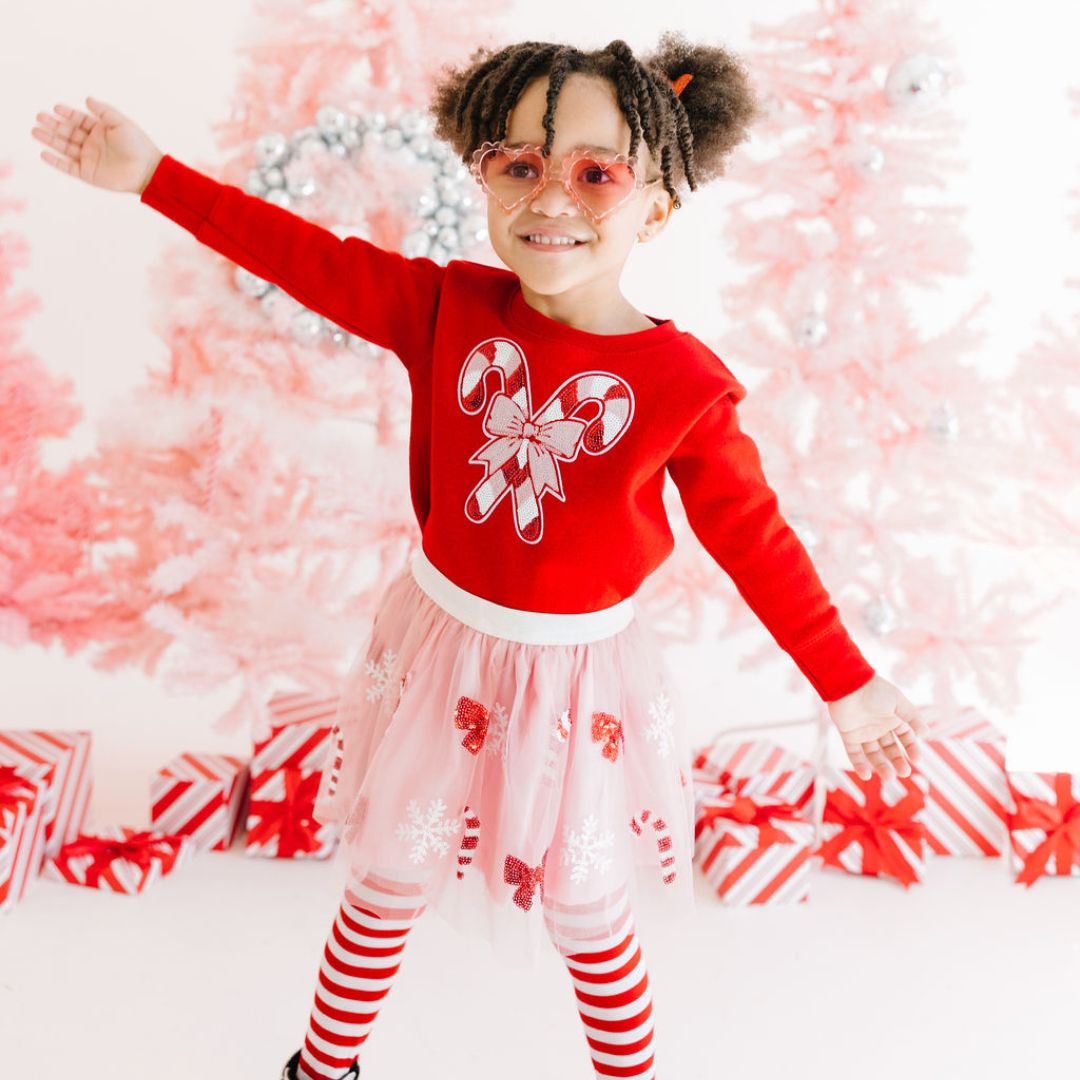 Sweet Wink CANDY CANE Holiday Tutu Skirt | HONEYPIEKIDS 