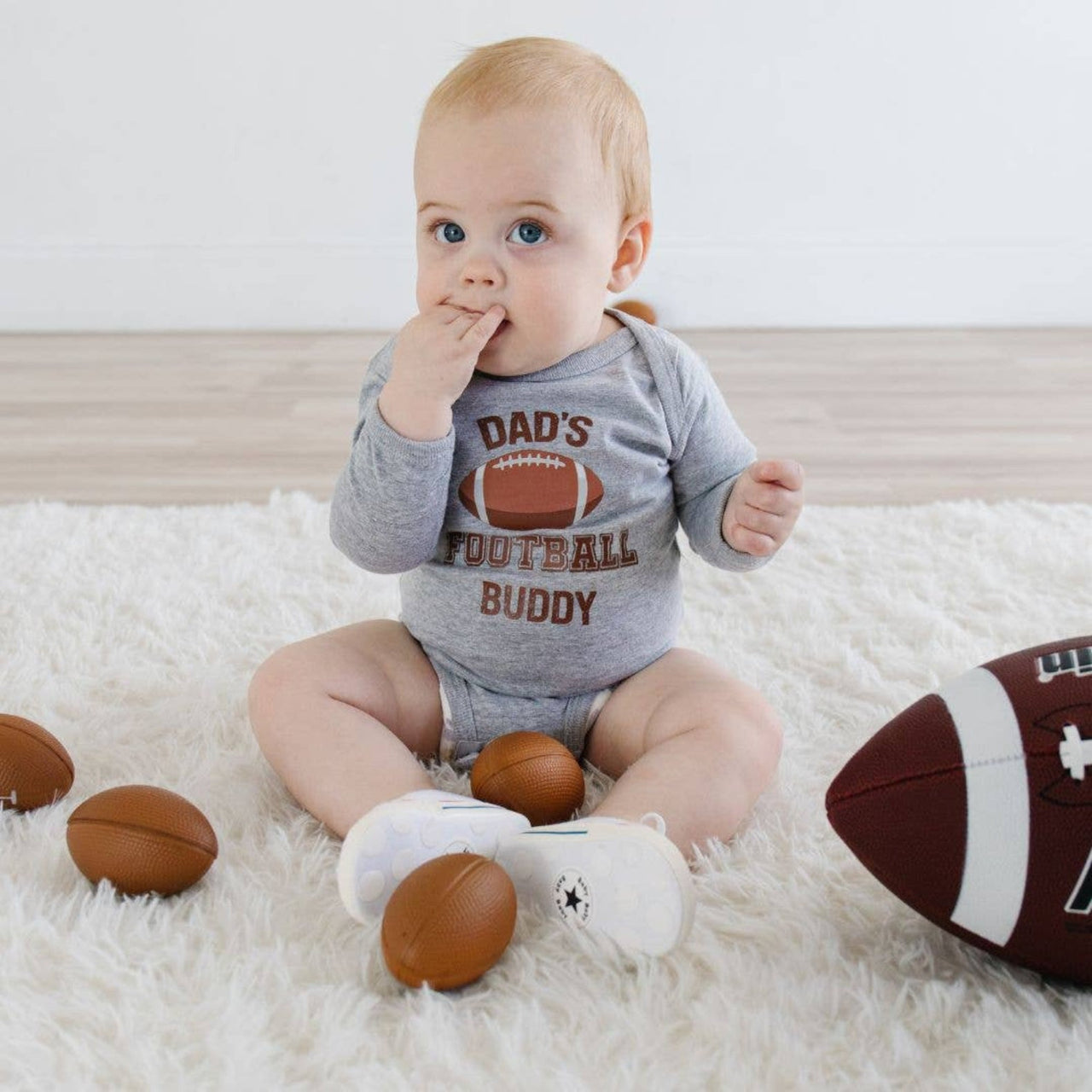 Sweet Wink Dad's Football Buddy L/S Infant Bodysuit | HONEYPIEKIDS 