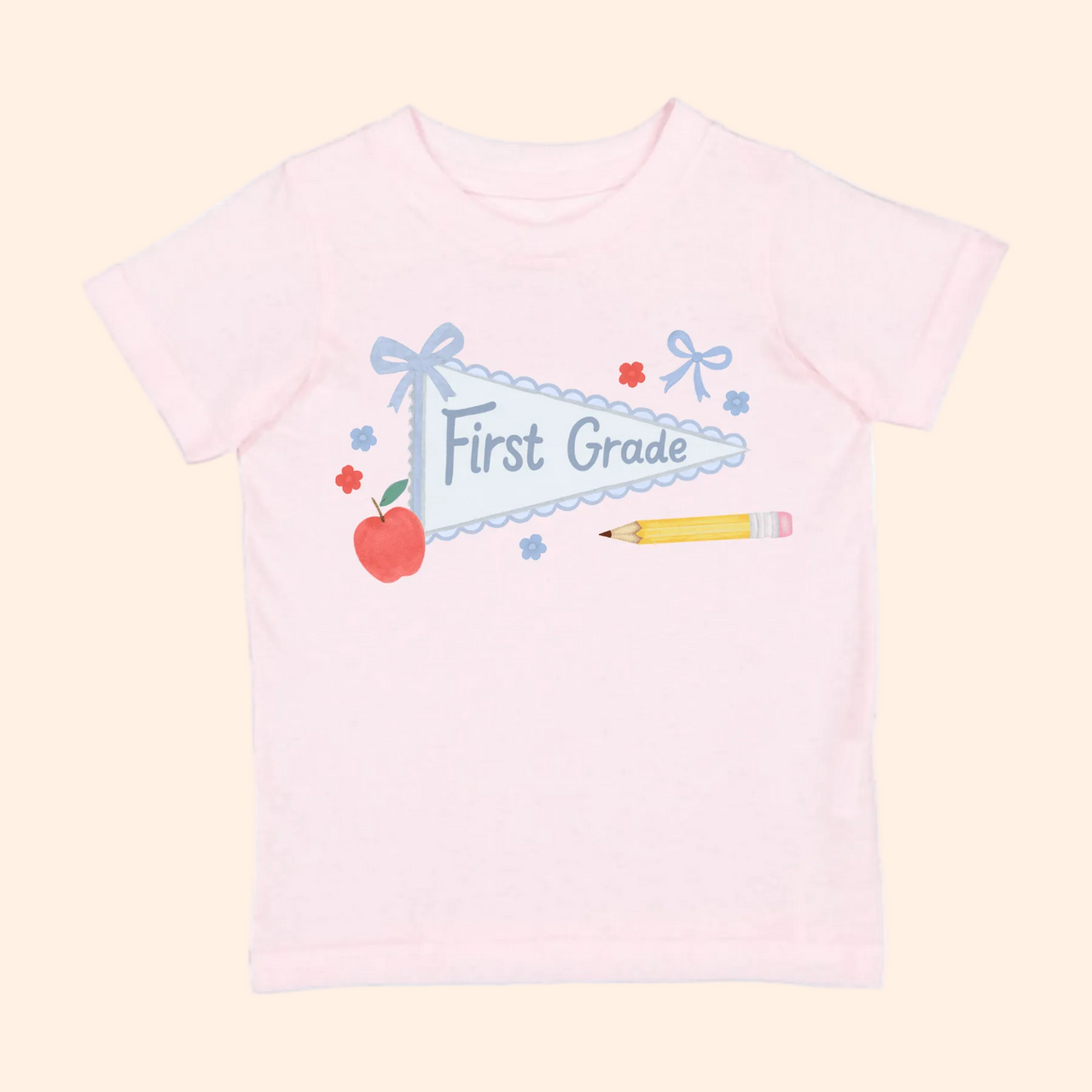 Sweet Wink Girls Pink First Grade Pennant T-Shirt | HONEYPIEKIDS 