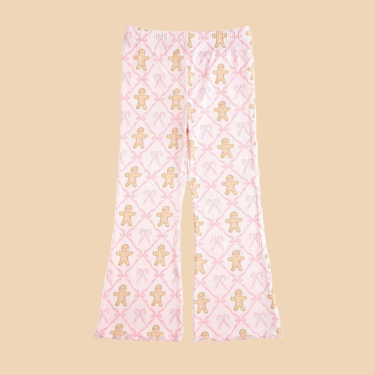 Sweet Wink - Gingerbread Bow Trellis Christmas Flare Legging - Kids | HONEYPIEKIDS 