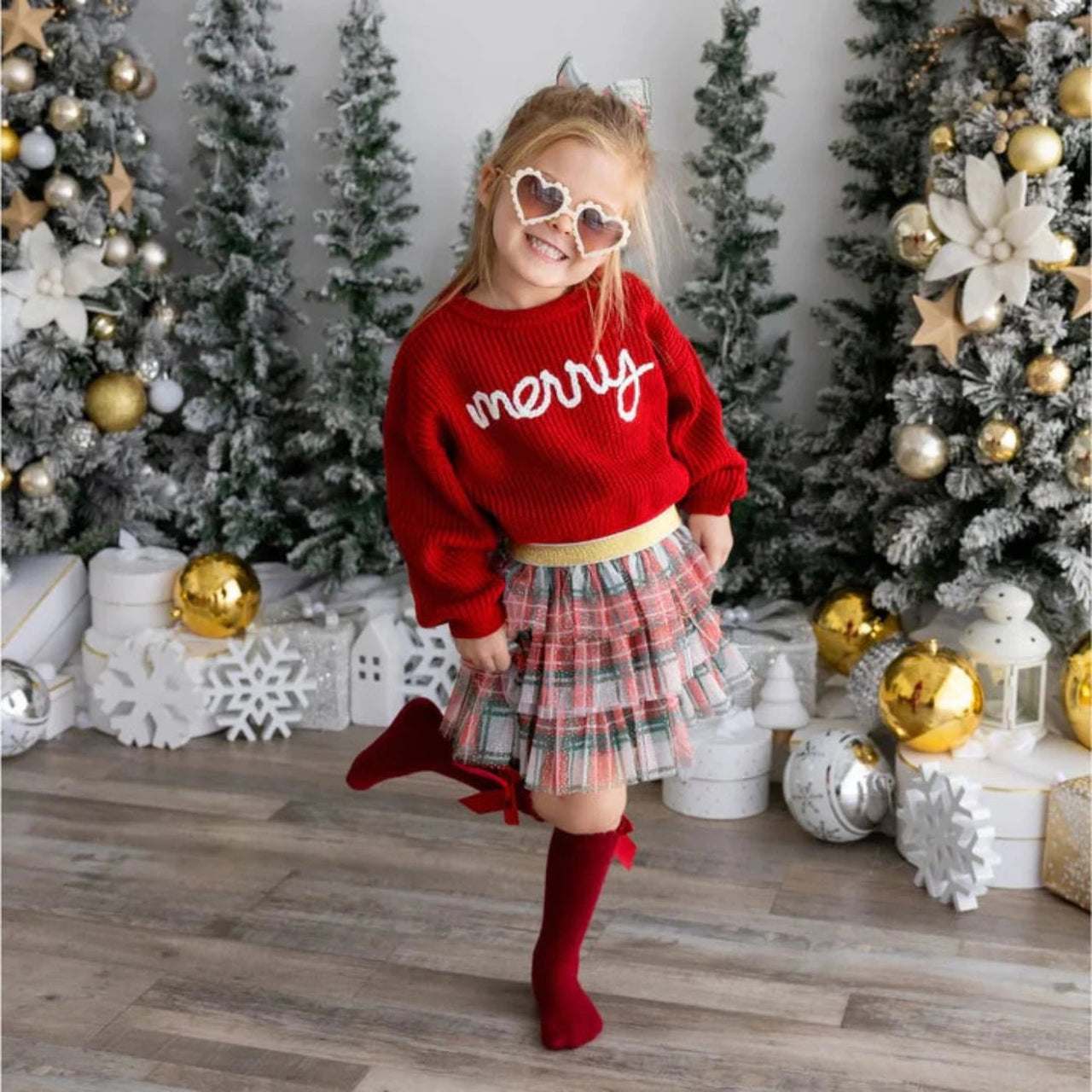 Sweet Wink Girls Christmas Plaid Tutu Skirt | HONEYPIEKIDS 