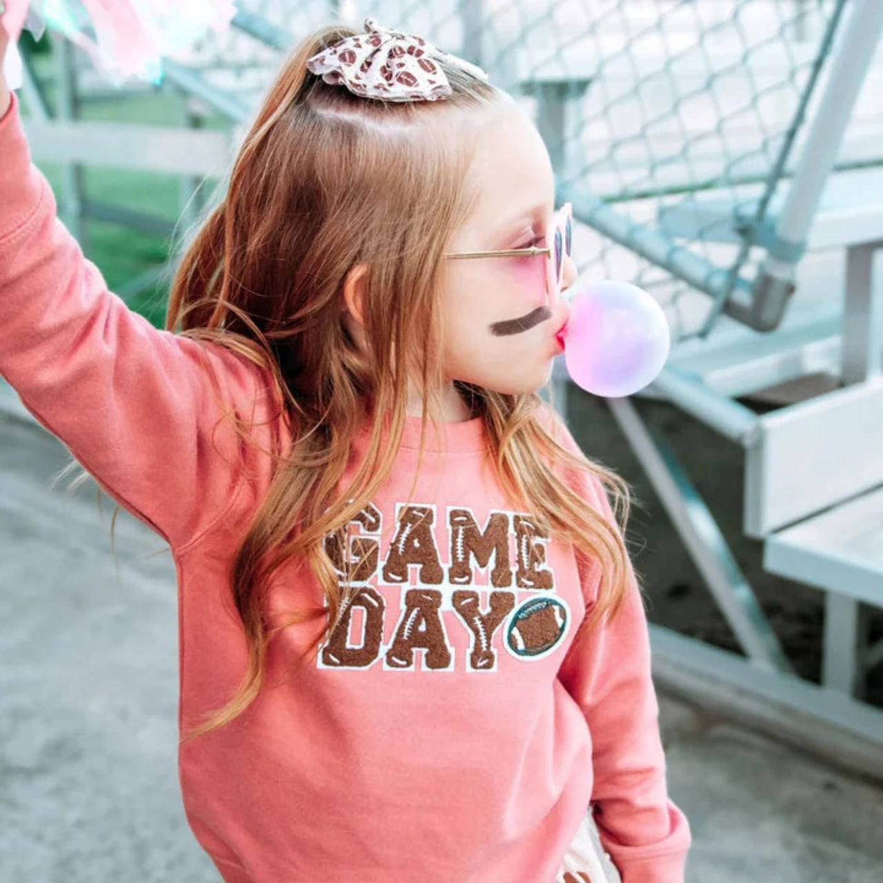 Sweet Wink Girls Dusty Rose GAME DAY Patch L/S Sweatshirt | HONEYPIEKIDS 