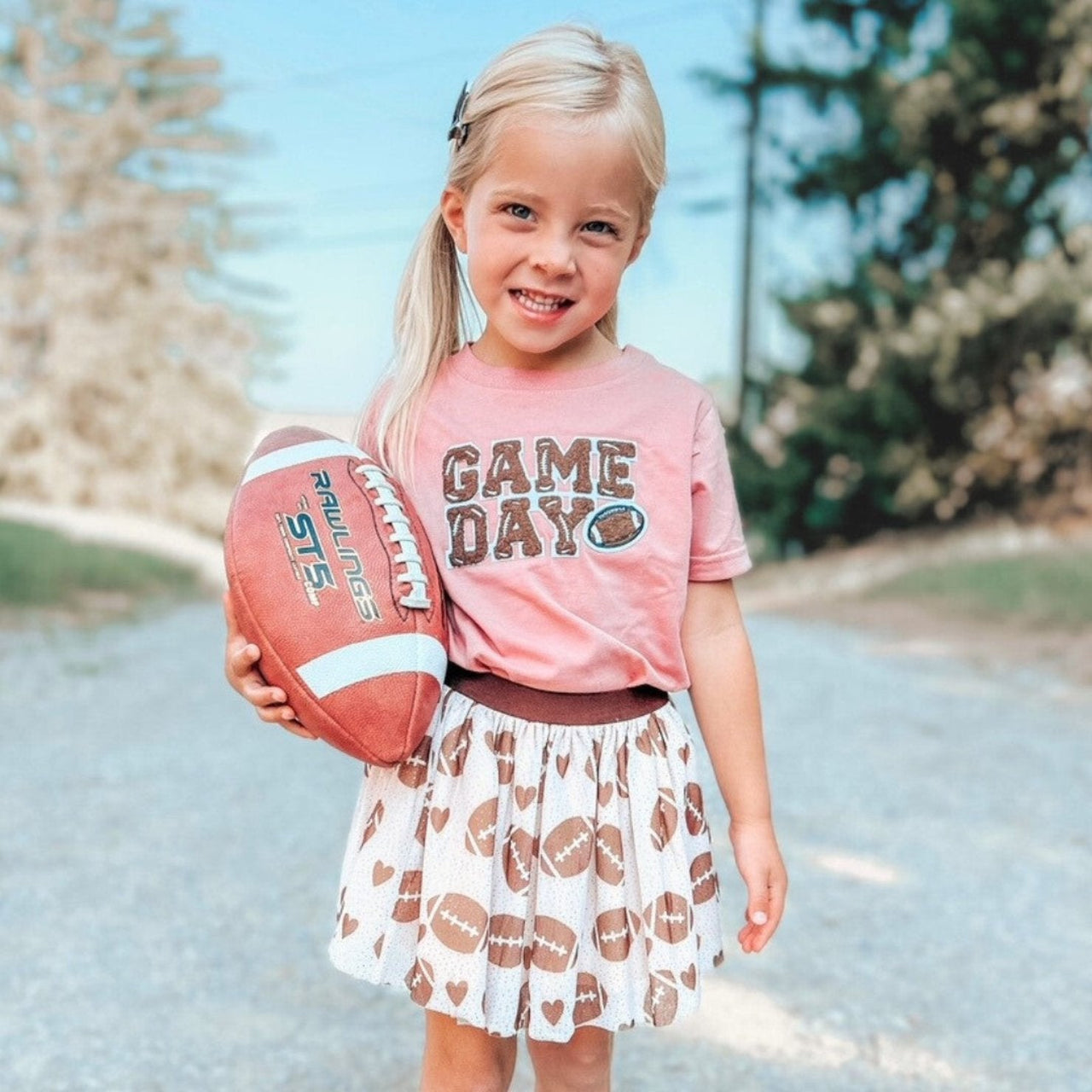 Sweet Wink Girls Dusty Rose GAME DAY Patch Shirt | HONEYPIEKIDS 