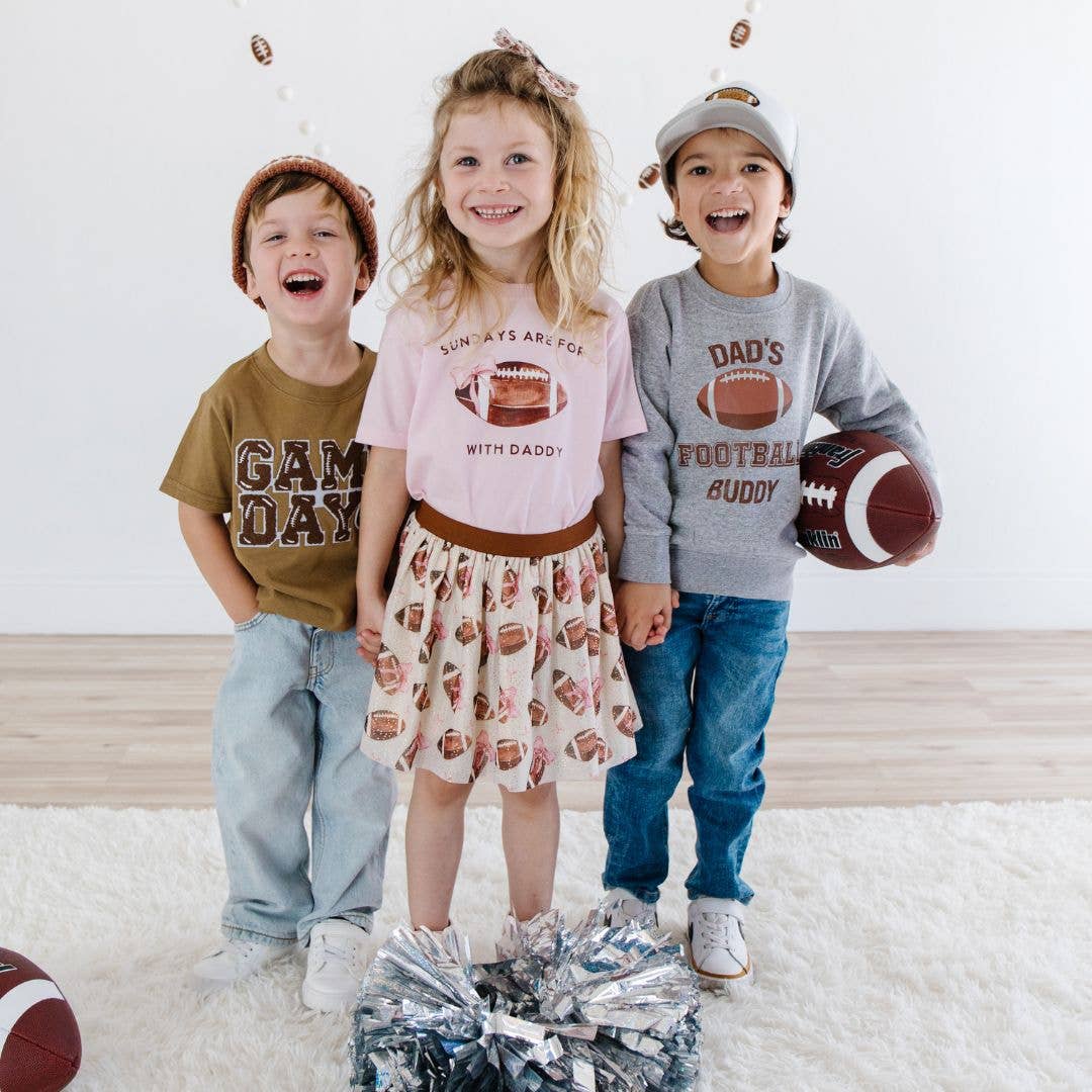 Sweet Wink Girls Football With Daddy s/s T-Shirt | HONEYPIEKIDS 
