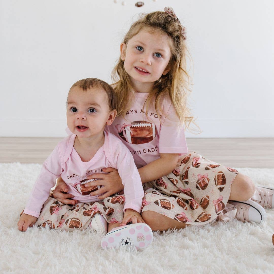 Sweet Wink Girls Football With Daddy s/s T-Shirt | HONEYPIEKIDS 