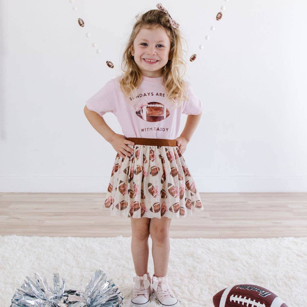 Sweet Wink Girls Football With Daddy s/s T-Shirt | HONEYPIEKIDS 