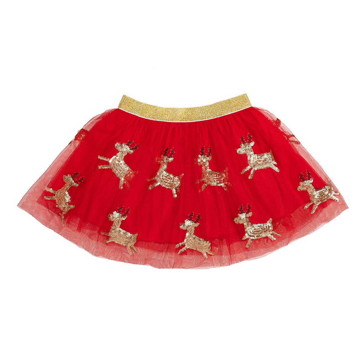 Sweet Wink Girls Red & Gold Sequin Reindeer Tutu Skirt | HONEYPIEKIDS 