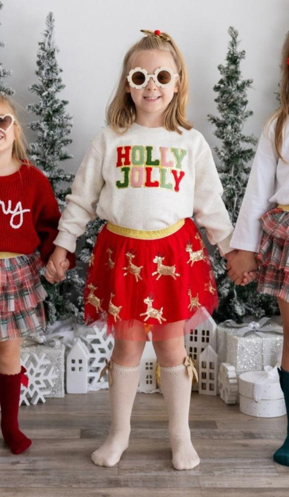 Sweet Wink Girls Red & Gold Sequin Reindeer Tutu Skirt | HONEYPIEKIDS 