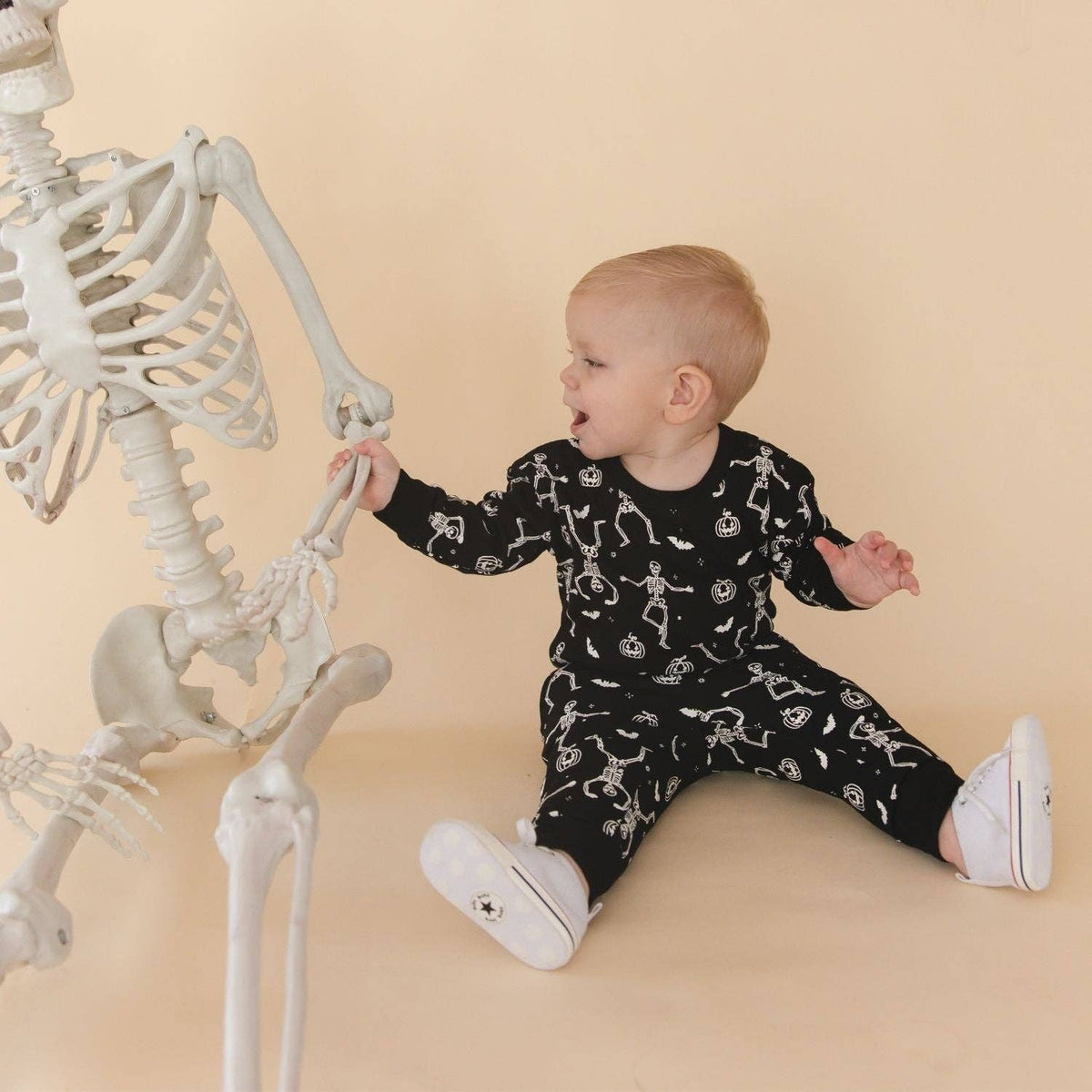 Sweet Wink - Glow In The Dark Silly Skelly Halloween Jogger - Boys | HONEYPIEKIDS 