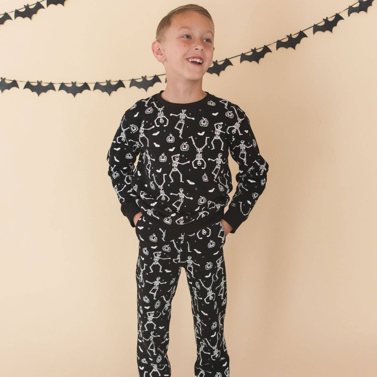 Sweet Wink Boys Glow In The Dark Silly Skelly Halloween Sweatshirt | HONEYPIEKIDS 