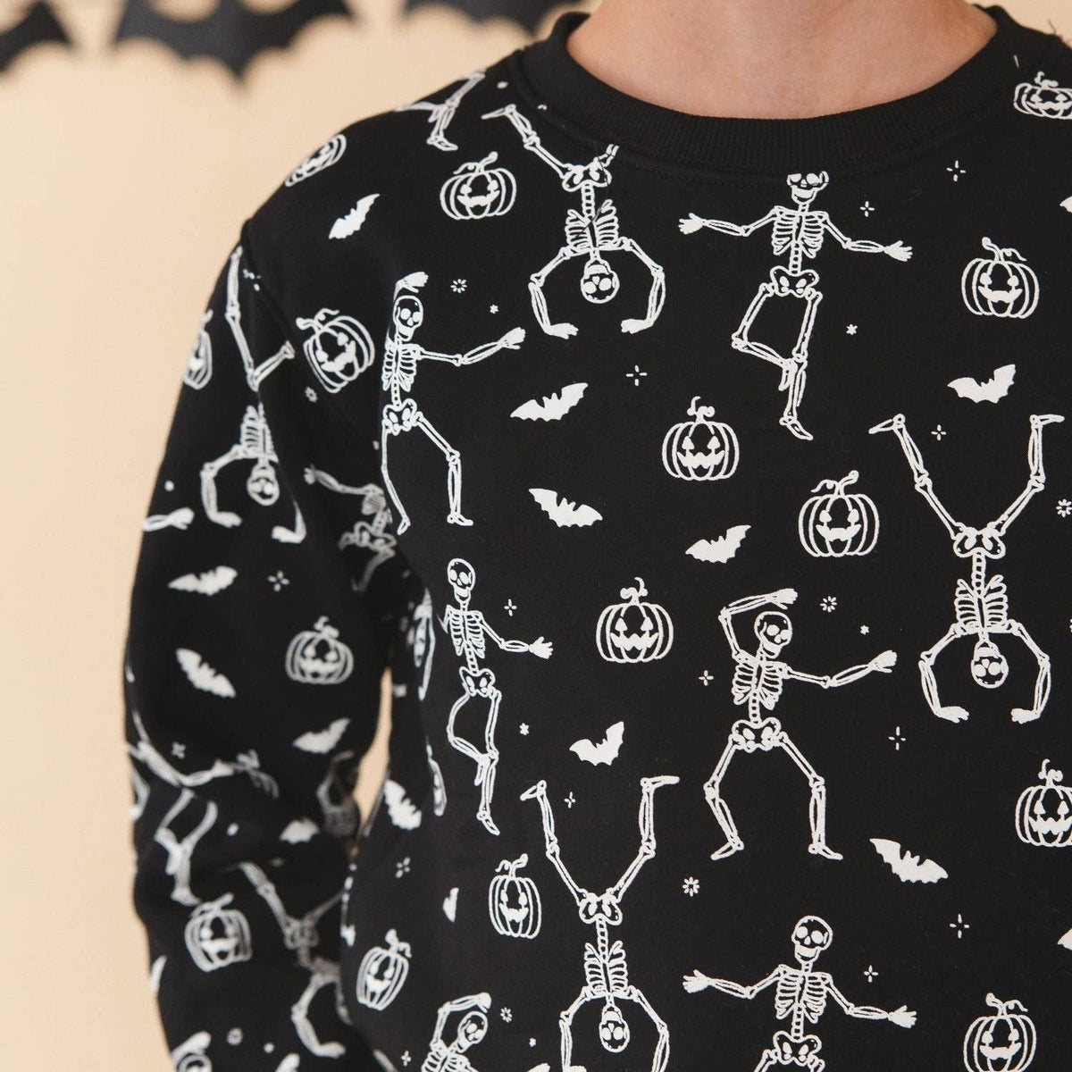 Sweet Wink Boys Glow In The Dark Silly Skelly Halloween Sweatshirt | HONEYPIEKIDS 