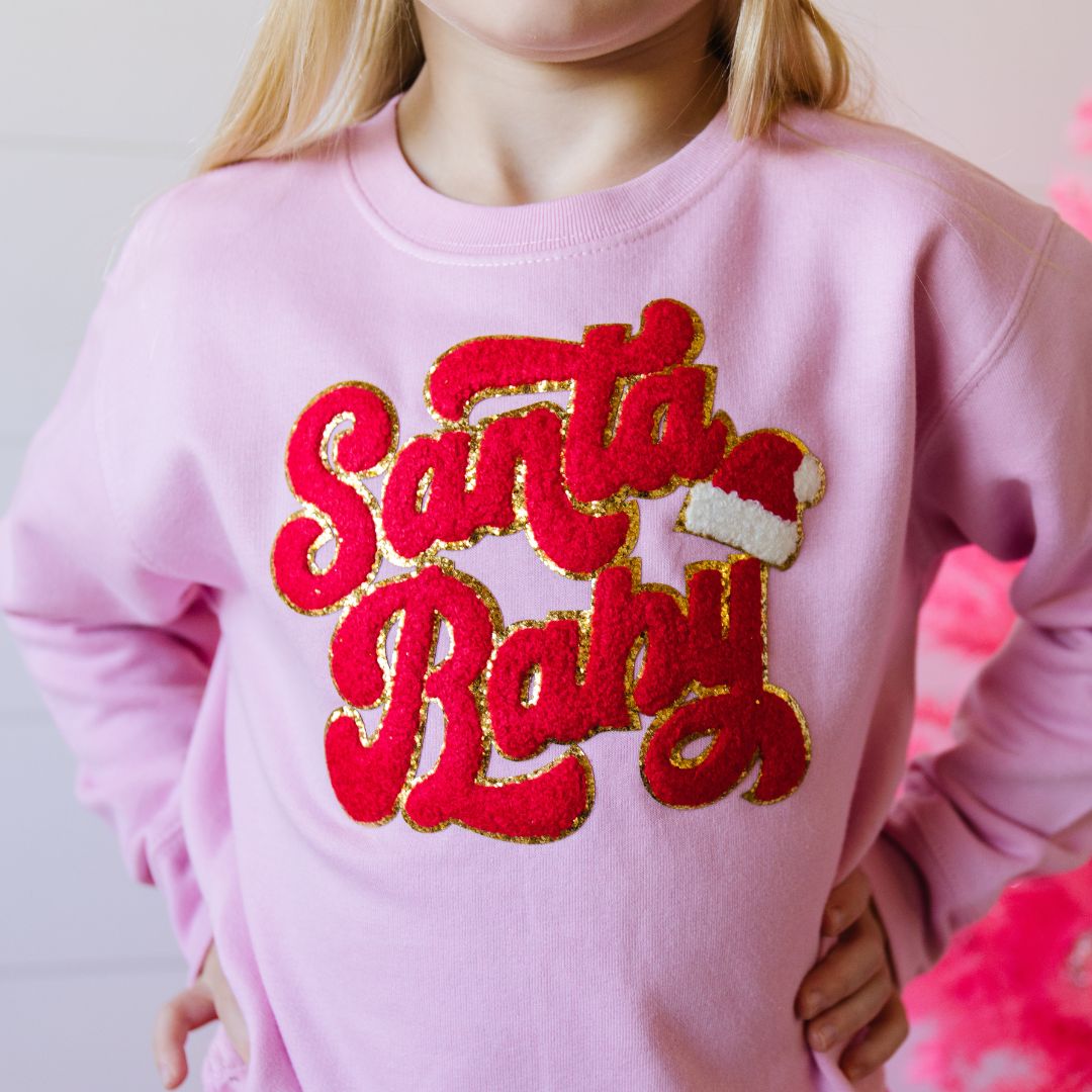 Sweet Wink SANTA BABY Patch Holiday Sweatshirt | HONEYPIEKIDS 
