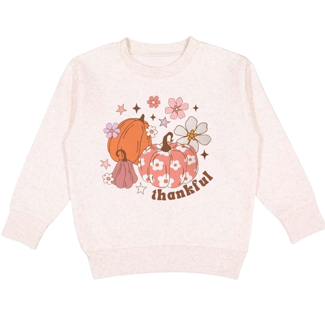 Sweet Wink Thankful Pumpkin Thanksgiving Sweatshirt | HONEYPIEKIDS 