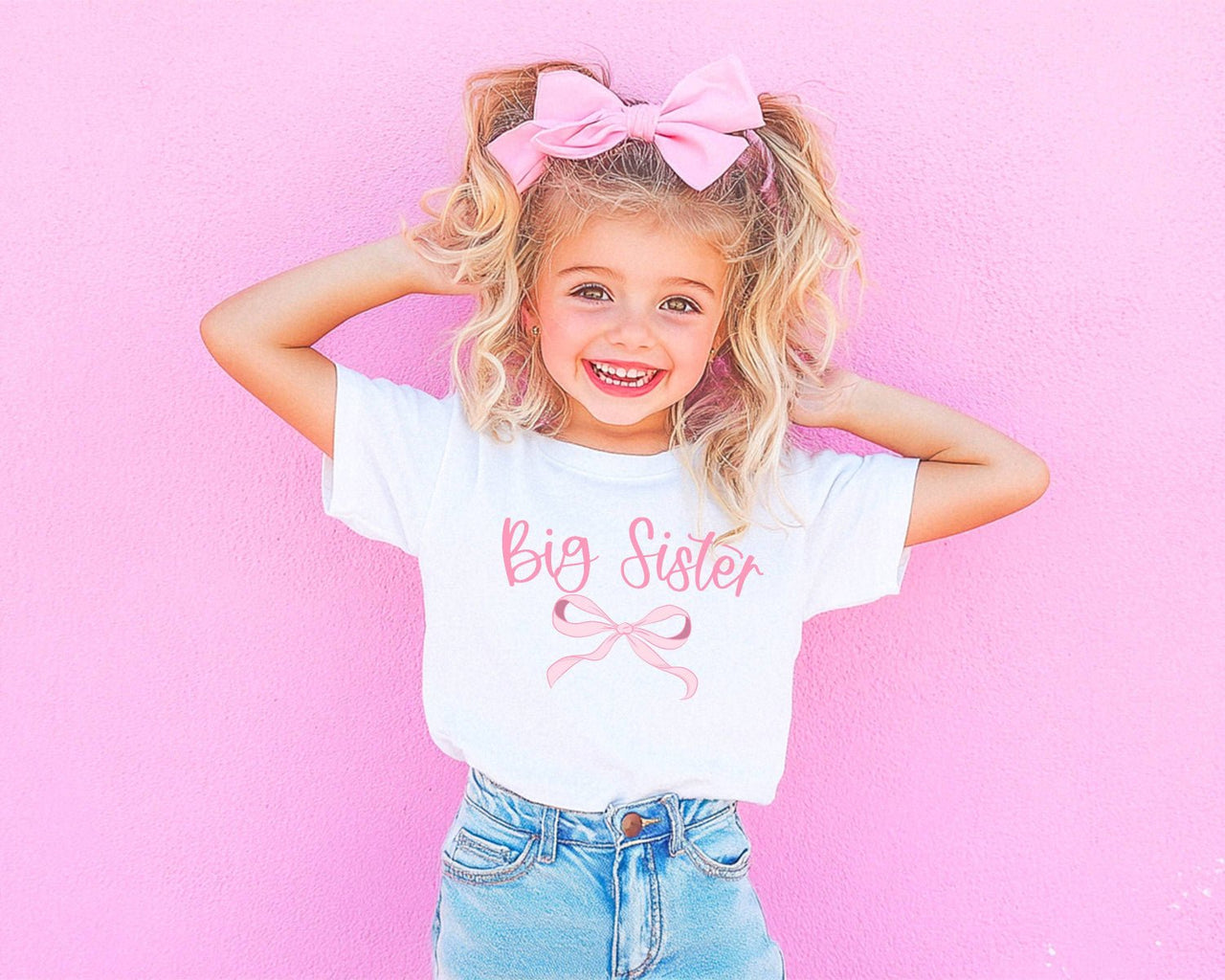 Sweetteez Pink Bow Kids BIG SISTER T-Shirt - 2 Colors | HONEYPIEKIDS