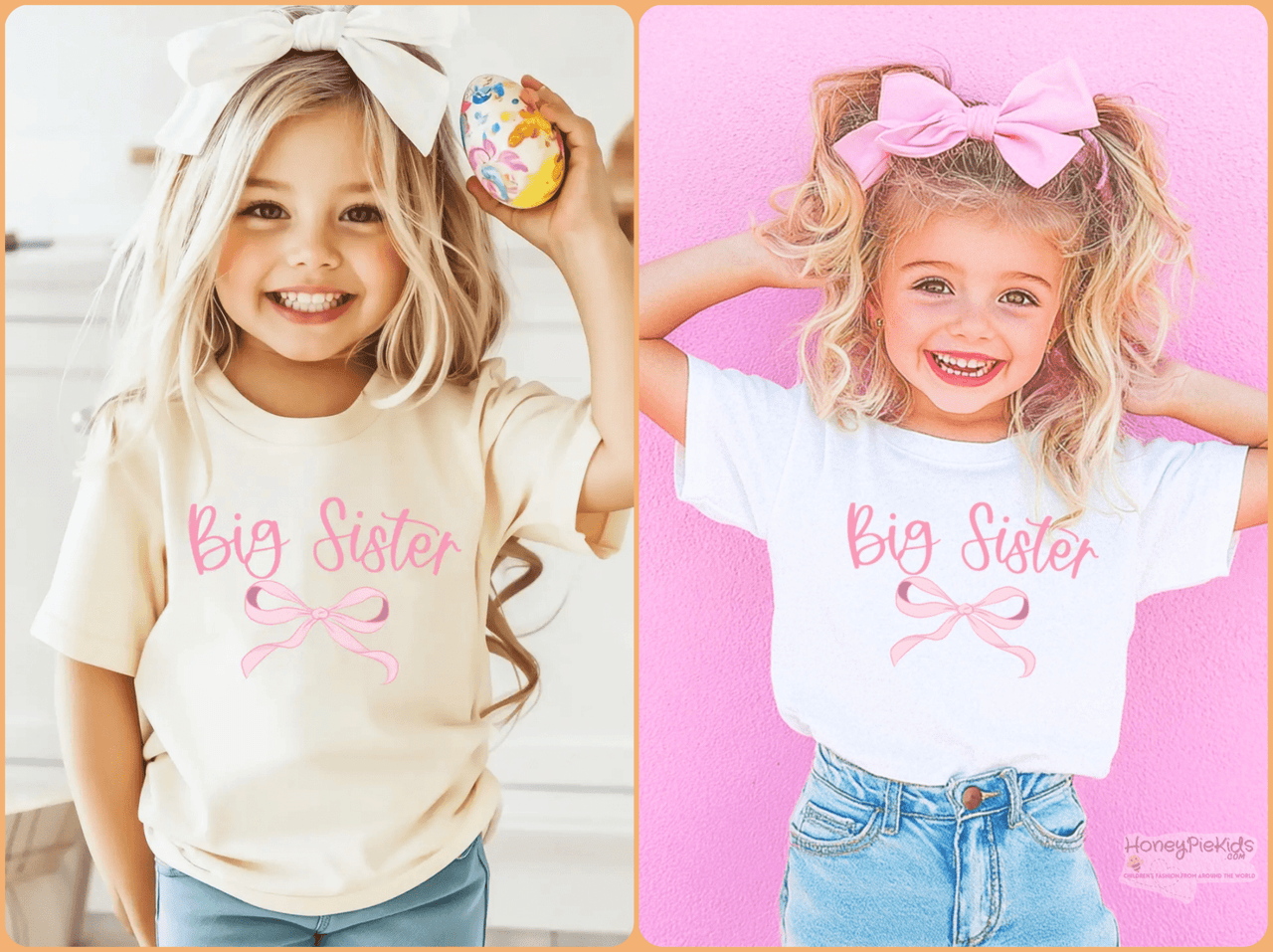 Sweetteez Pink Bow Kids BIG SISTER T-Shirt - 2 Colors | HONEYPIEKIDS