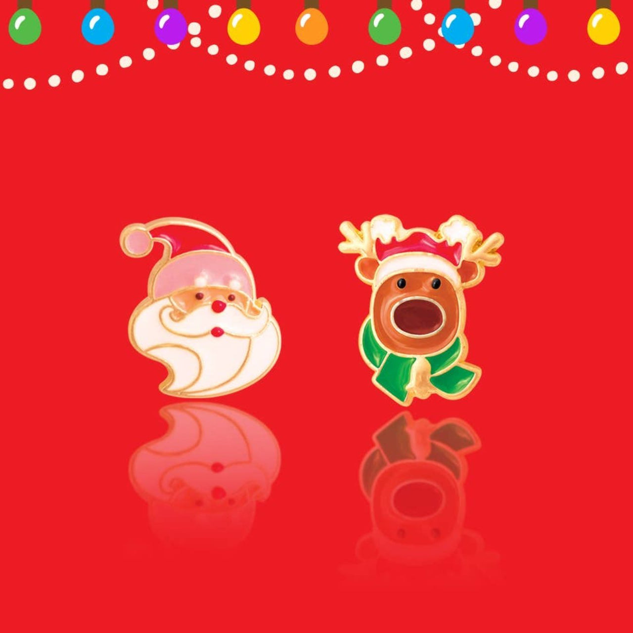 The Perfect Pair Christmas Santa and Reindeer Kids Stud Earrings | HONEYPIEKIDS 