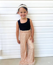 Three Wildflower Designs - Champagne Sequins Feather Pants | HONEYPIEKIDS 