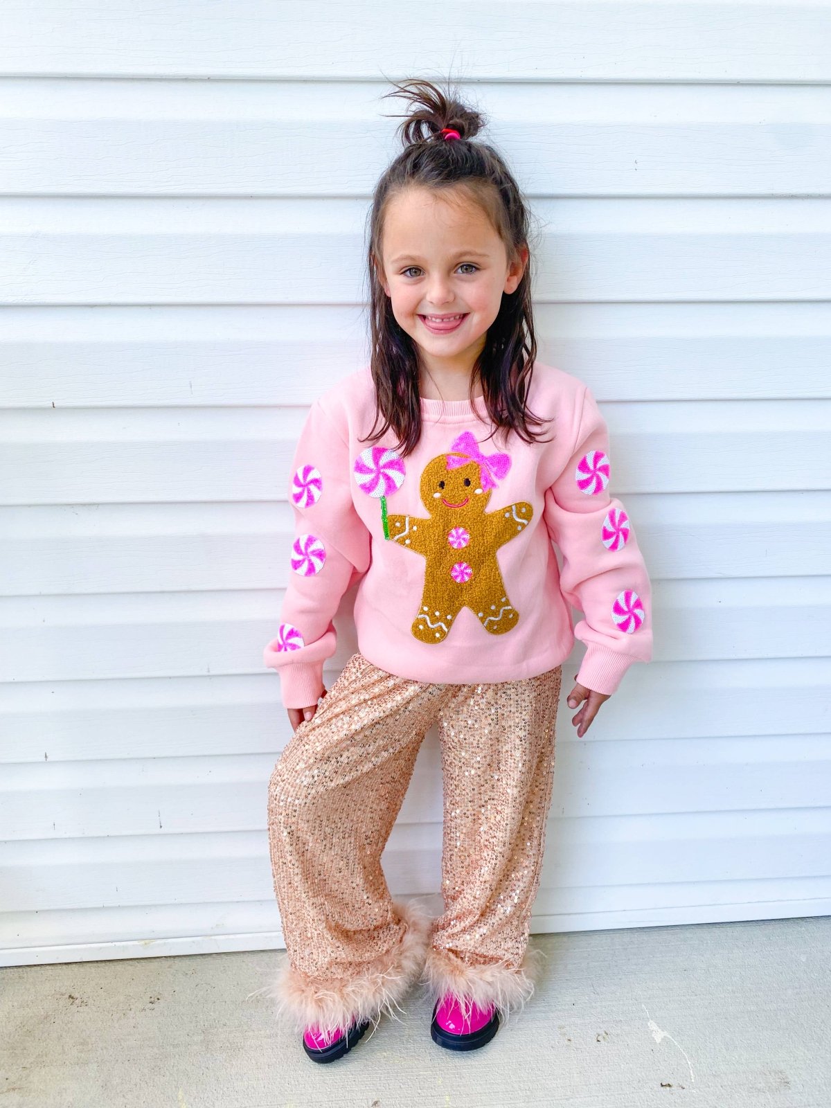 Three Wildflower Designs - Champagne Sequins Feather Pants | HONEYPIEKIDS 