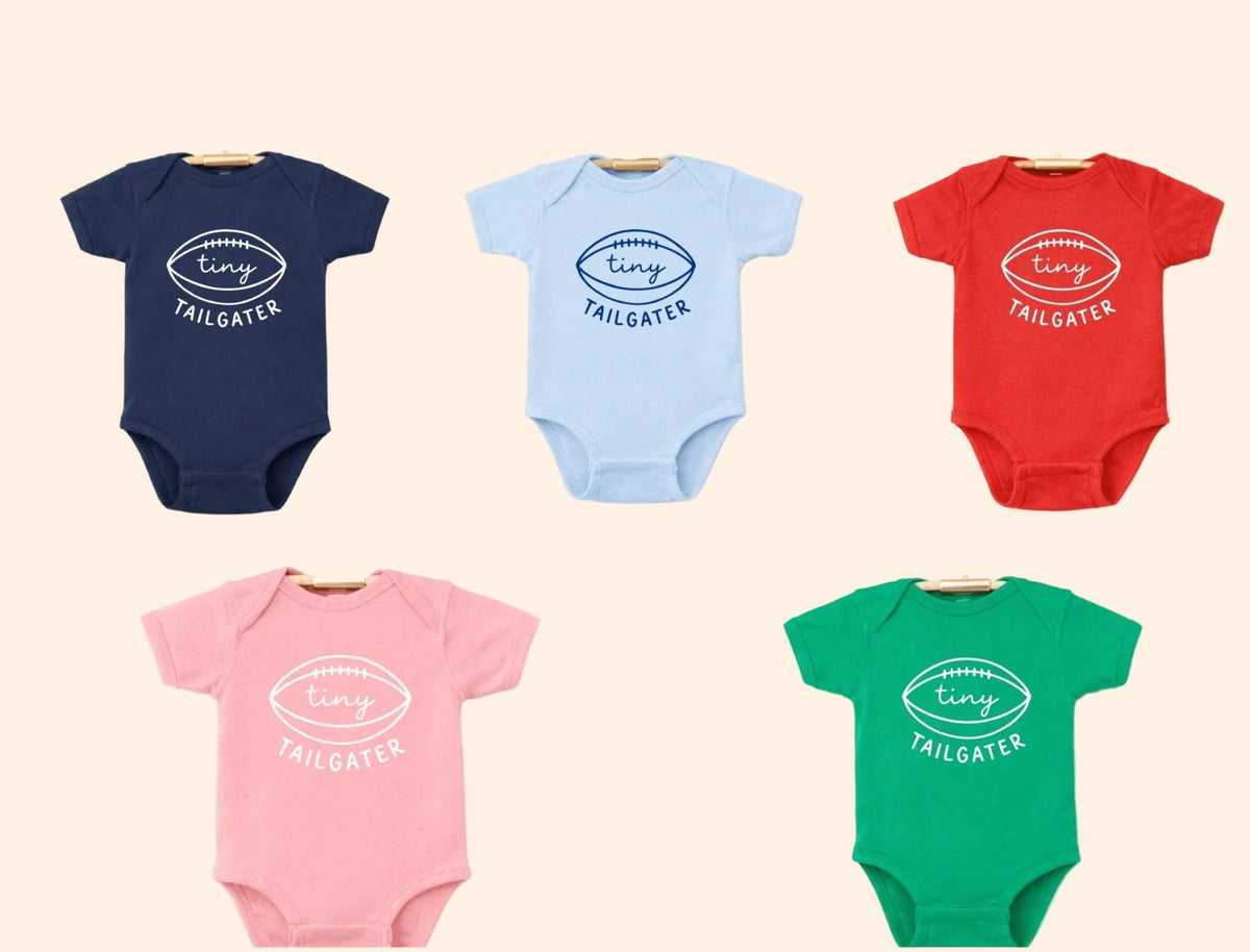 Tiny Tailgater Football Onesie - 5 Color Choices | HONEYPIEKIDS 