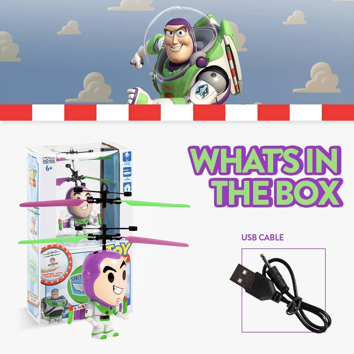 Pixar Toy Story Buzz Lightyear 3.5 Flying Character Helicopter | HONEYPIEKIDS