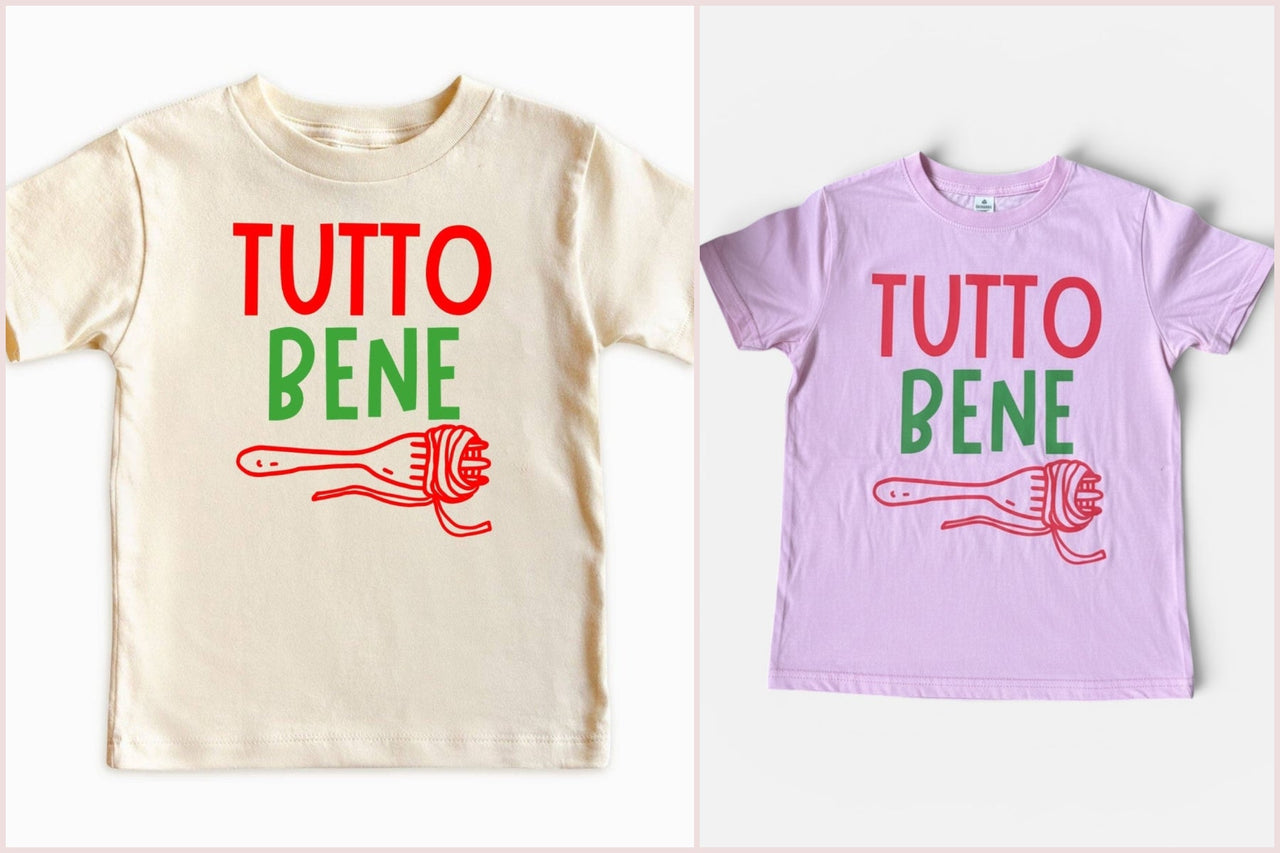 Tutto Bene pasta shirt in natural or pink | HONEYPIEKIDS
