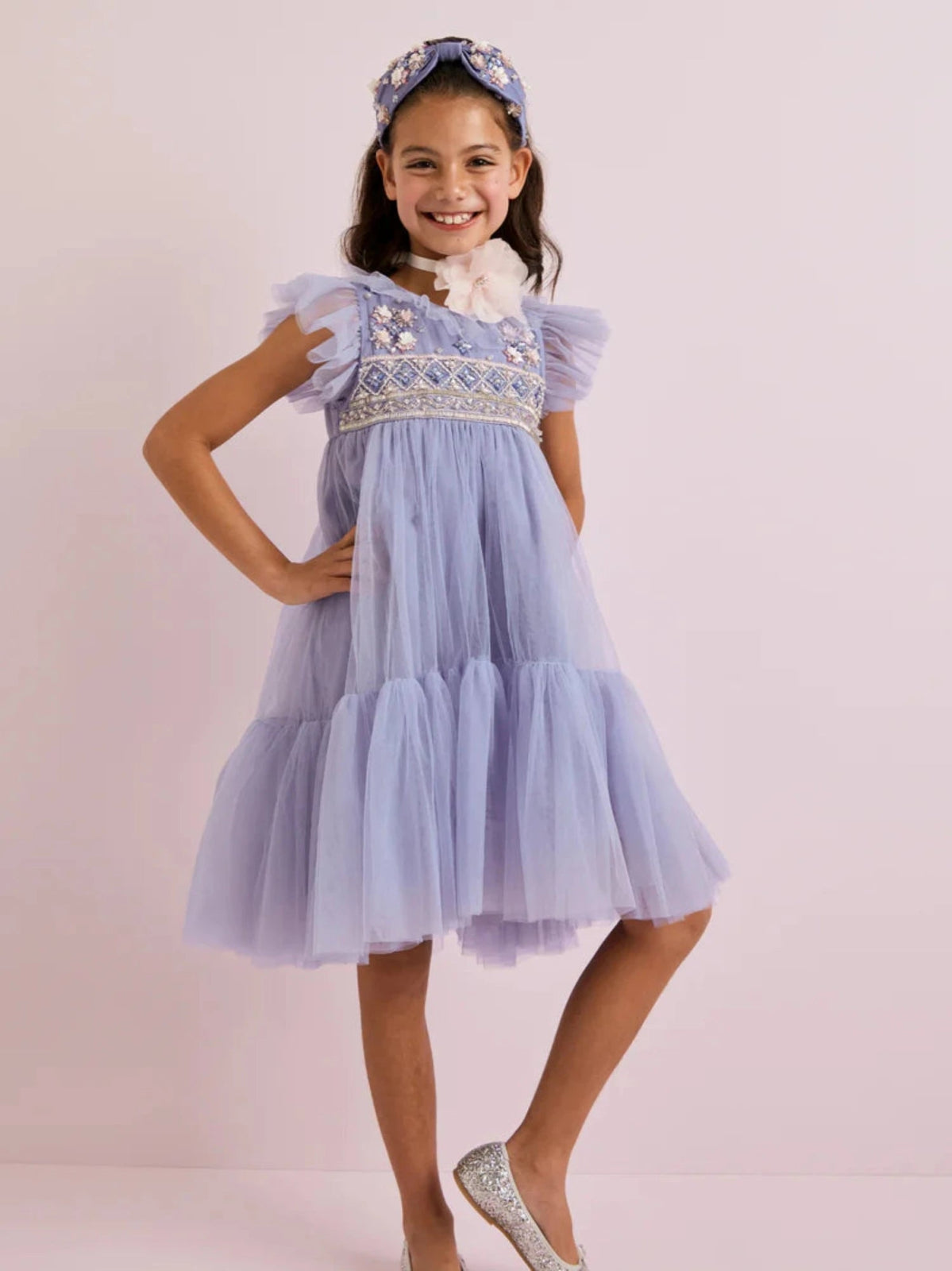 Tutu Du Monde Antoinette Headband in Plume Blue | HONEYPIEKIDS