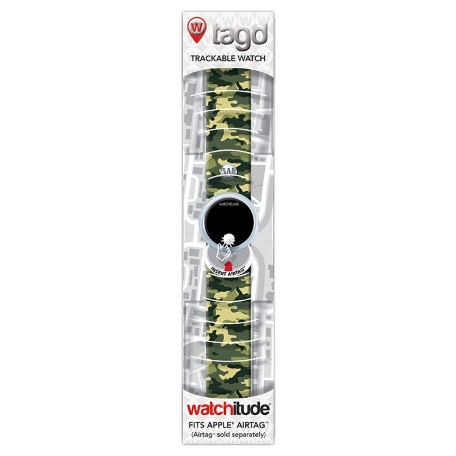 Tag'd Trackable Air Tag Watch - Army Camo | HONEYPIEKIDS 